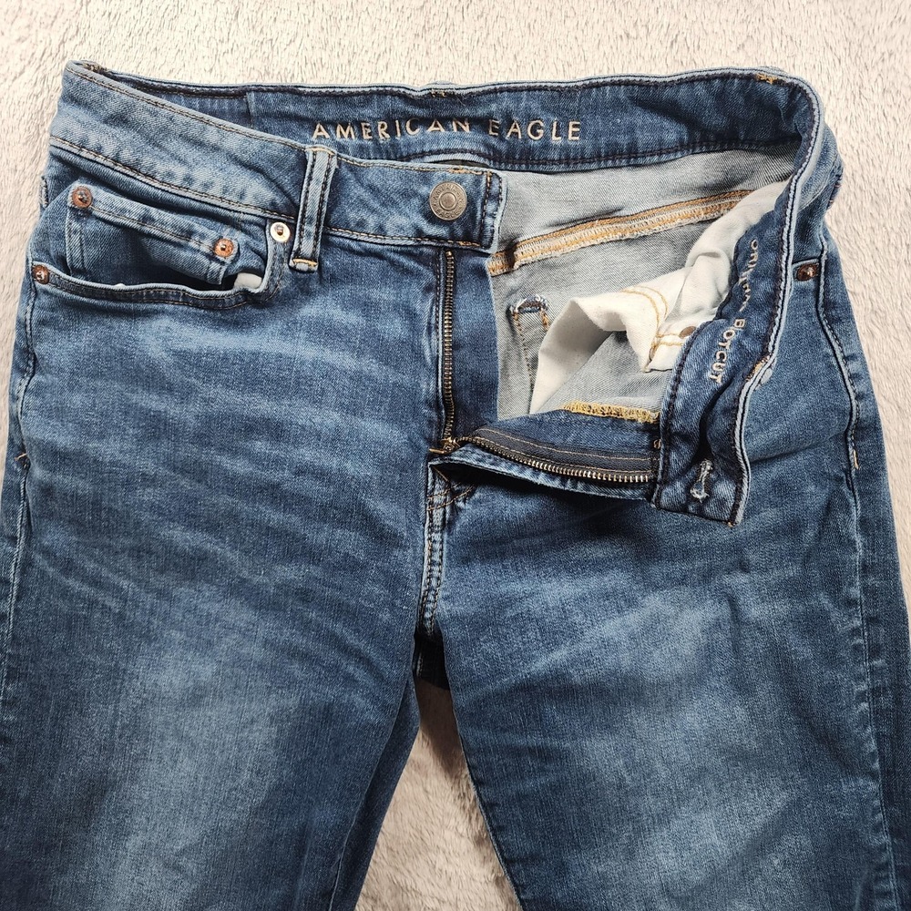 American Eagle Pants Mens 32x32 (Fits 30x30) Blue Original Bootcut Denim Stretch - Picture 5 of 13